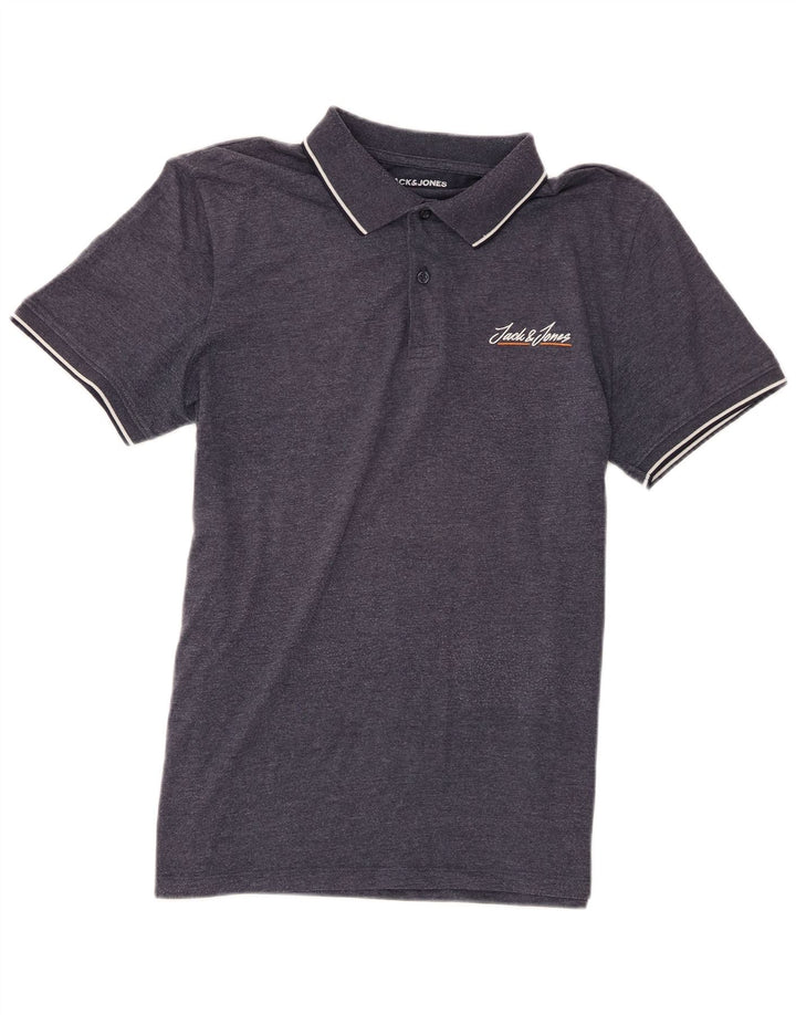 Męska koszulka polo Jack & Jones, średnia, granatowa, bawełniana w cętki