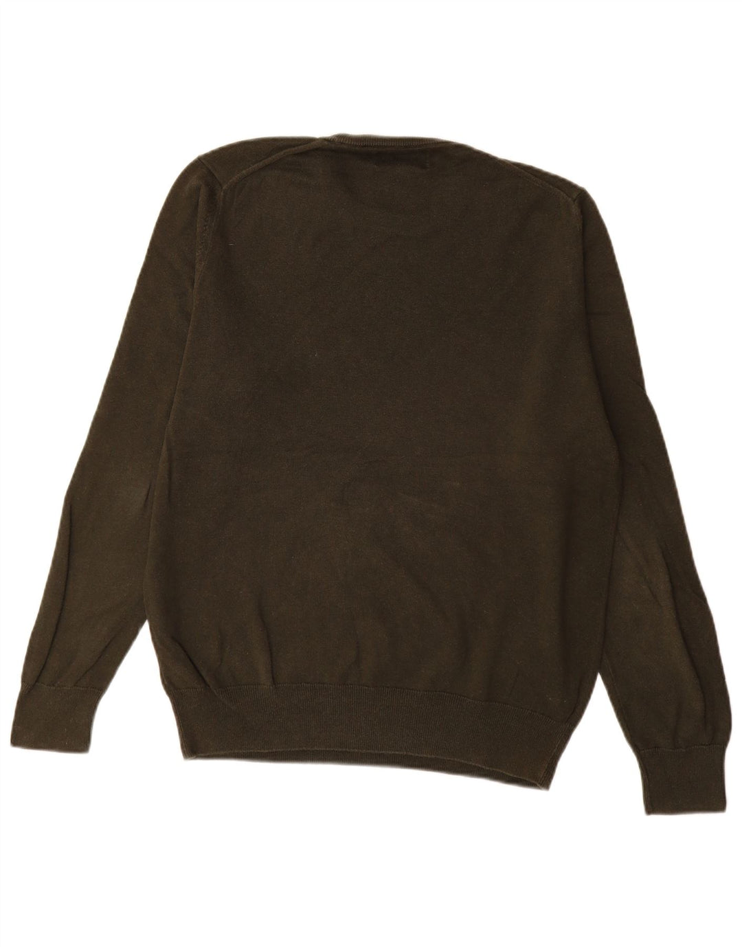 Marks & Spencer Męski sweter z okrągłym dekoltem, średni, bawełniany khaki