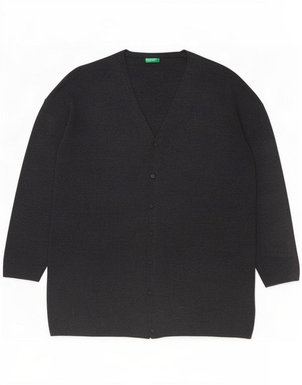 Damski sweter oversize Benetton UK 16, duży, szary, wełniany