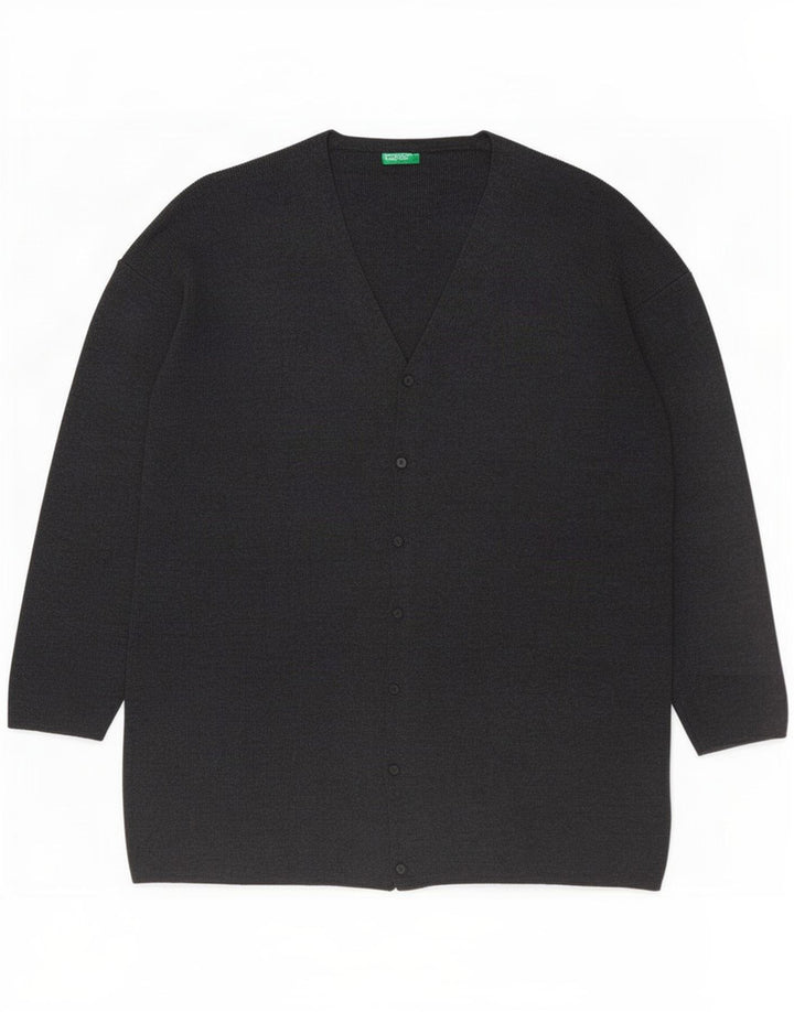 Damski sweter oversize Benetton UK 16, duży, szary, wełniany