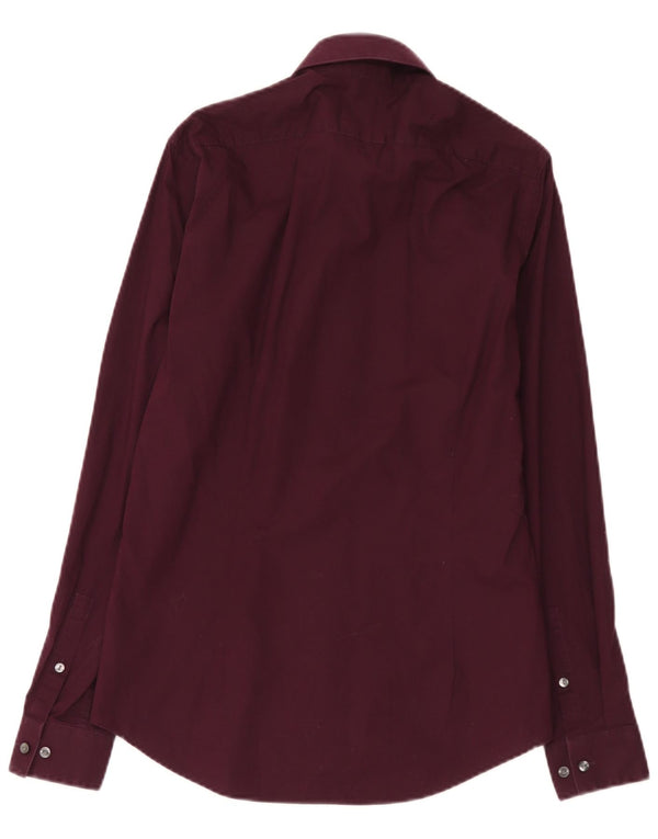 Koszula męska Calvin Klein Slim Fit, rozmiar 38 15, średnia bawełna w kolorze bordowym