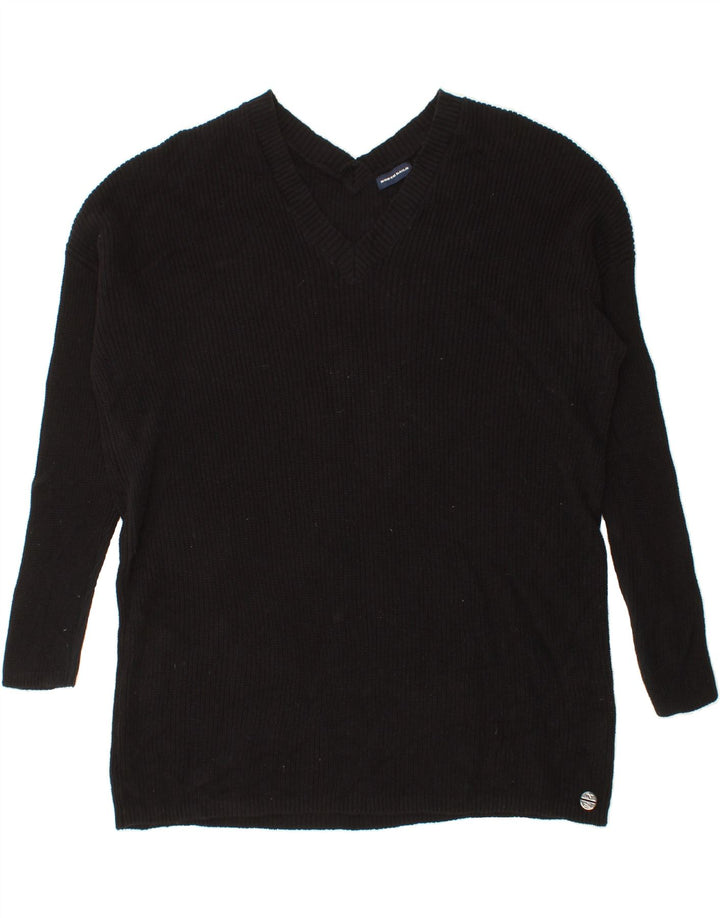 NORTH SAILS Womens Oversized V-Neck Jumper Sweater UK 14 Medium Black Vintage North Sails and Second-Hand North Sails from Messina Hembry 