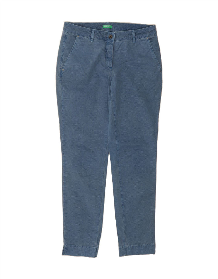 BENETTON Womens Slim Chino Trousers IT 42 Medium W30 L30 Blue Spotted Vintage Benetton and Second-Hand Benetton from Messina Hembry 