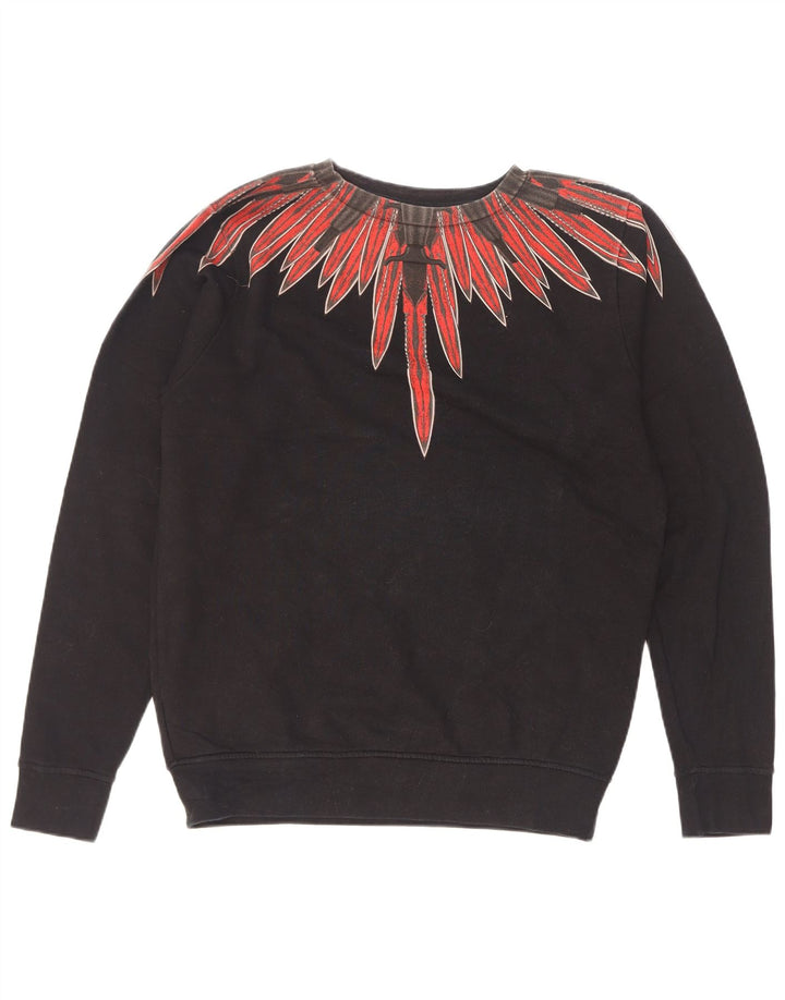 Marcelo Burlon Męska bluza z abstrakcyjnym wzorem, sweter XS, czarna bawełna