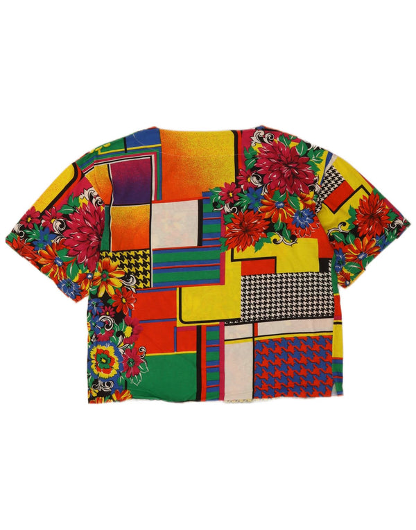 Damska koszulka z grafiką w stylu vintage Top UK 16, duża, wielobarwna w kwiaty