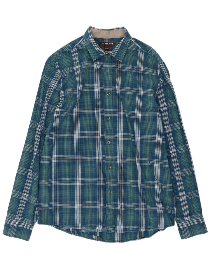 Koszula męska Michael Kors o klasycznym kroju, duża, niebieska, bawełniana w kratę
