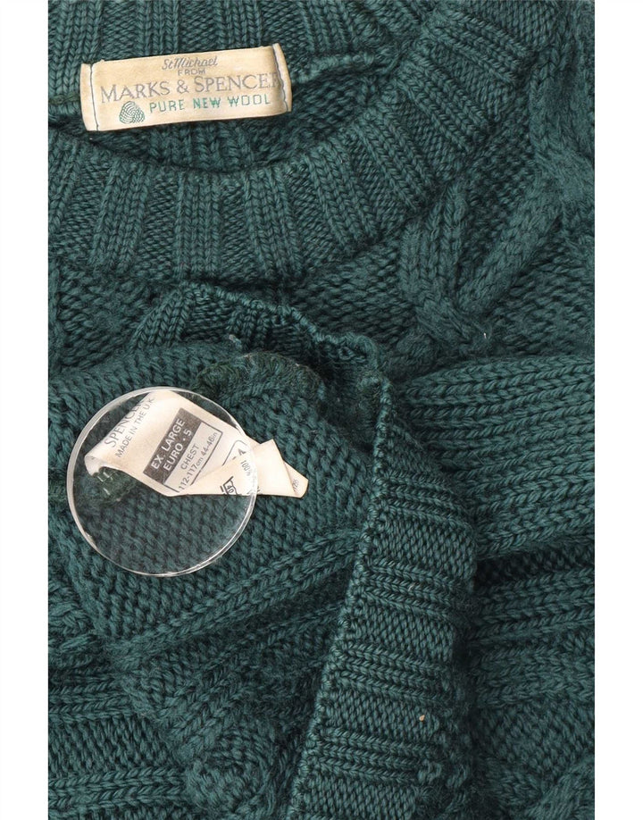 Marks & Spencer Męski sweter z okrągłym dekoltem XL, zielony, nowa wełna