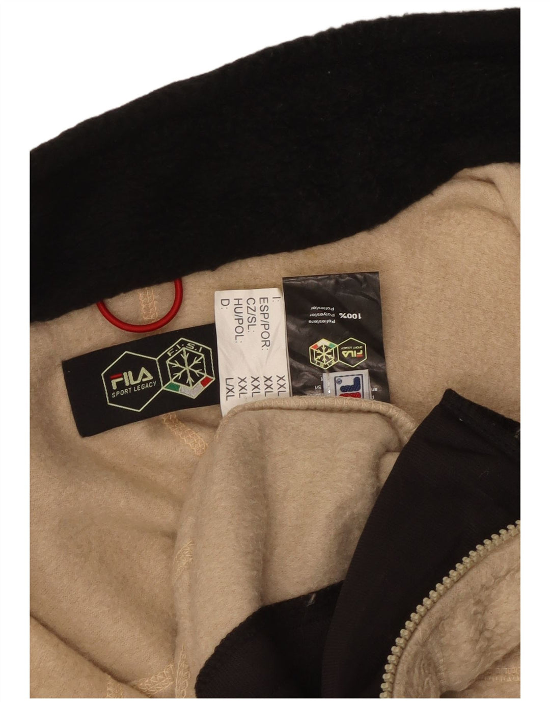 Męska kurtka polarowa Fila UK 40, duża, beżowa, poliester