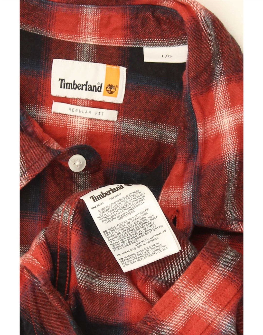 Męska koszula flanelowa Timberland o regularnym kroju, duża, bawełniana w granatową kratę