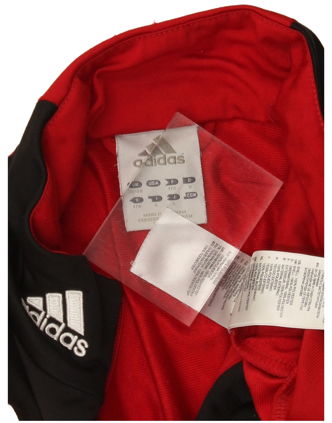 Męska kurtka dresowa ADIDAS UK 38/40, poliester w kolorze średniej czerwieni
