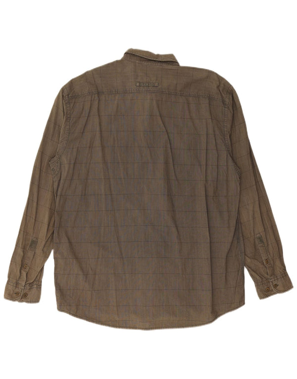 Koszula męska CAMEL ACTIVE o regularnym kroju XL, khaki, w kratę, bawełniana