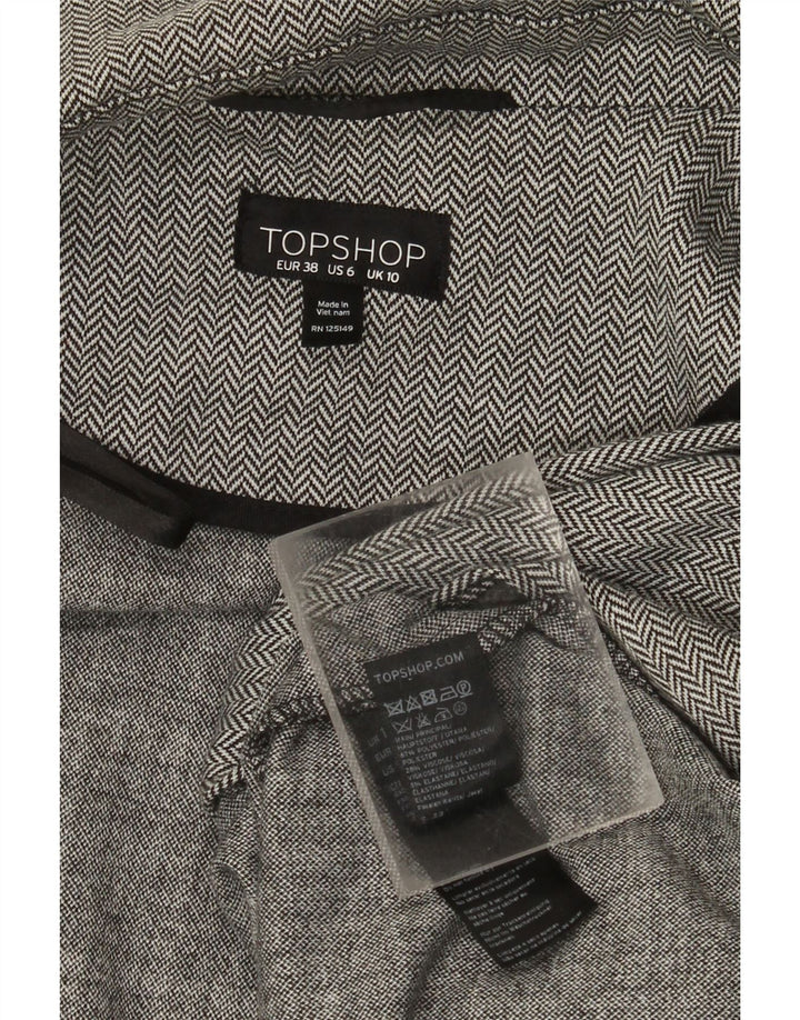 Topshop damski płaszcz oversize UK 10, mały, szary w jodełkę