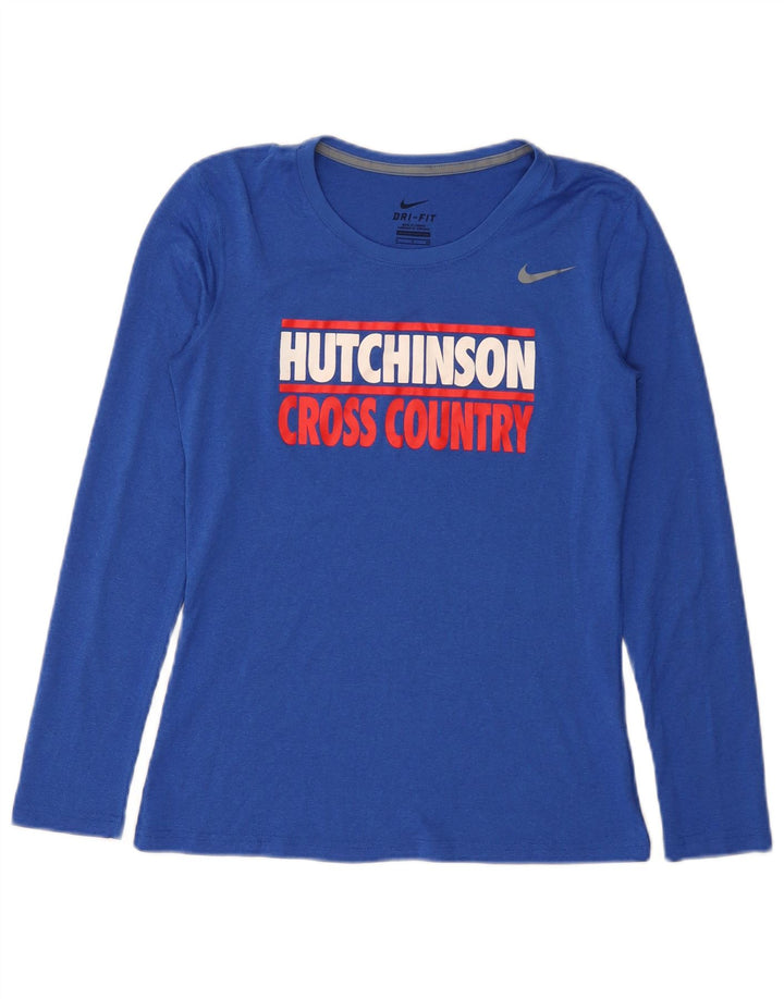 Damska koszulka Nike Hutchinson Graphic z długim rękawem, UK 10, mały, niebieski poliester