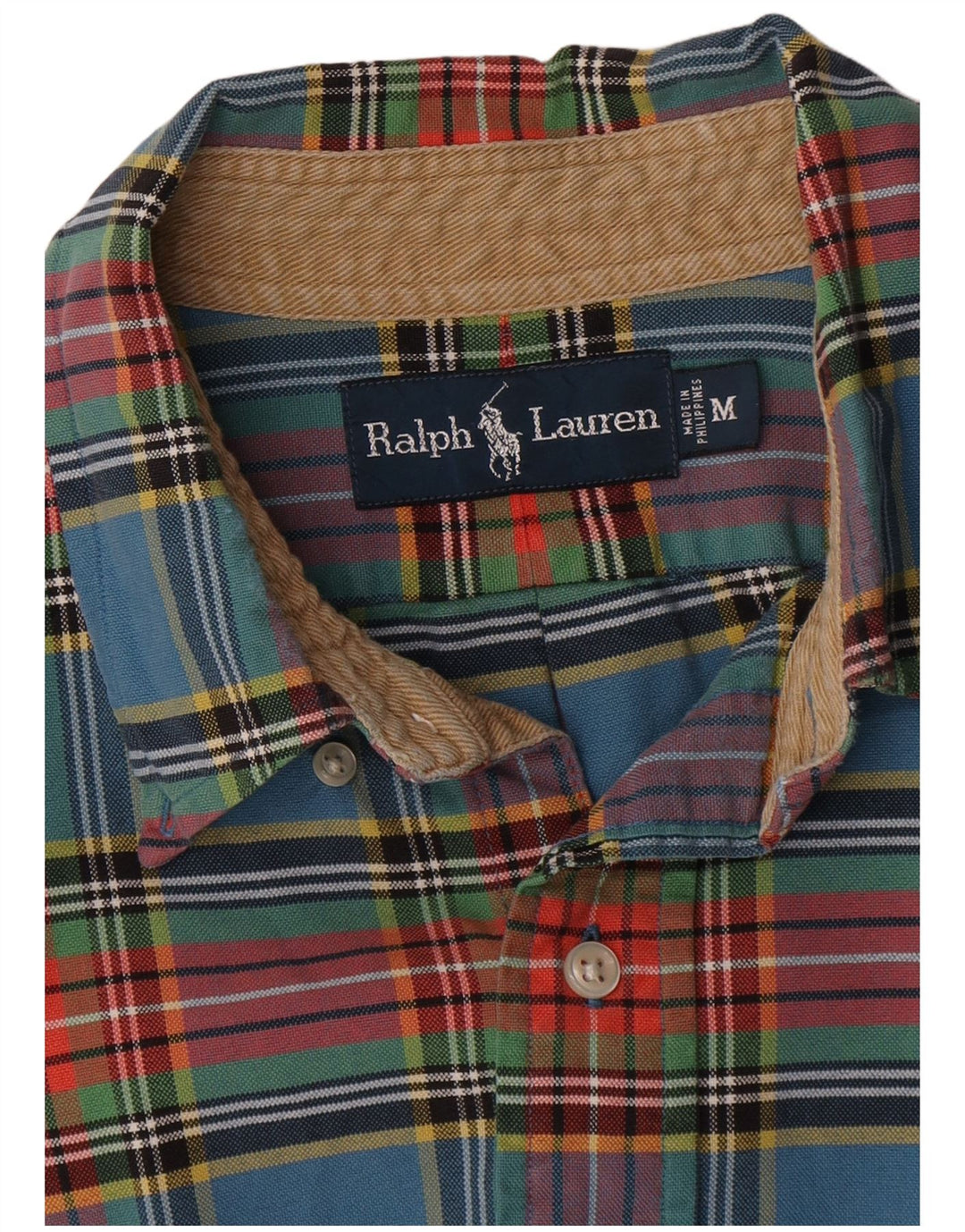 Męska koszula flanelowa Ralph Lauren w średnią niebieską kratkę, bawełniana