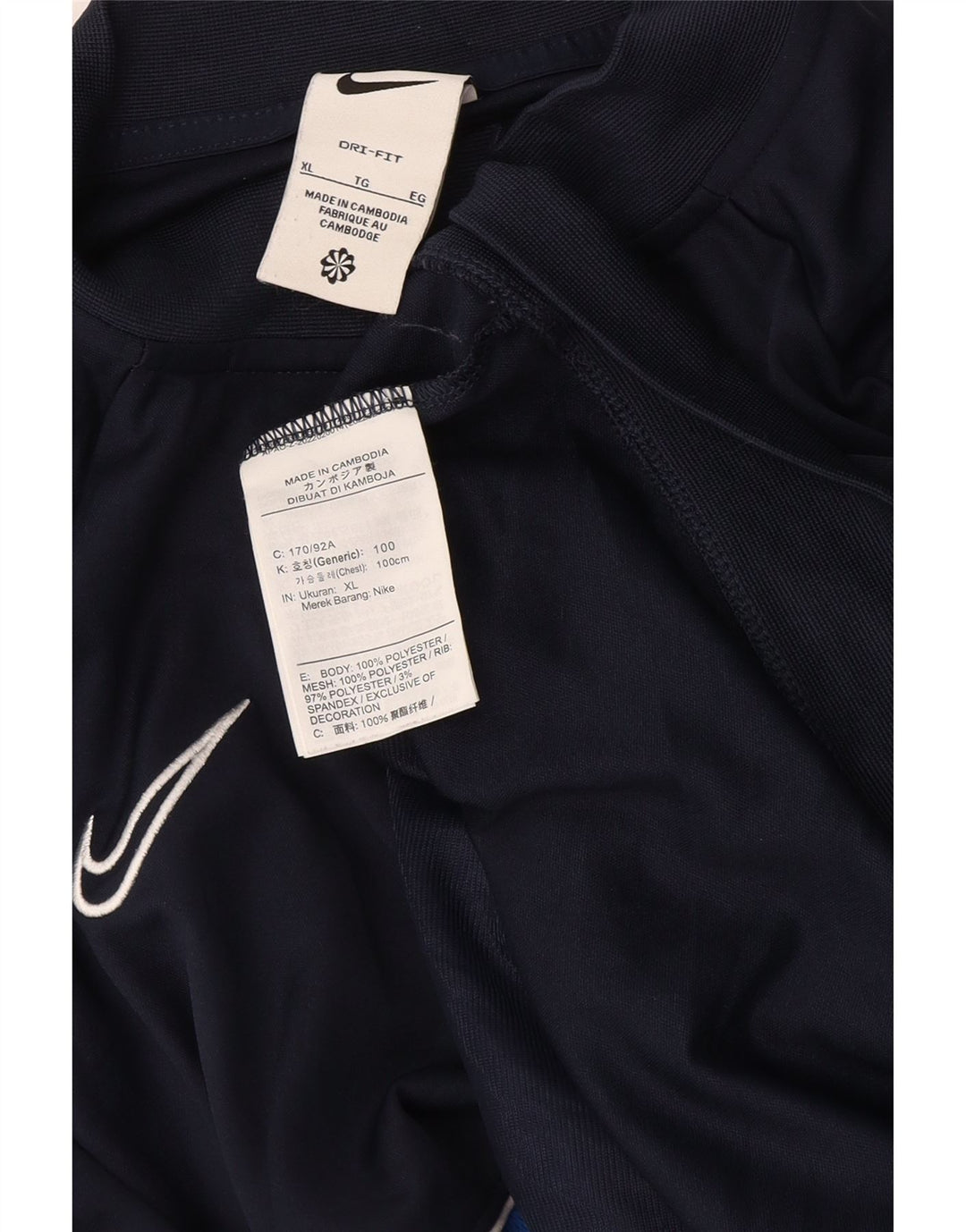 Męska kurtka dresowa Nike Dri Fit XL, granatowa, z poliestru w blokach kolorów