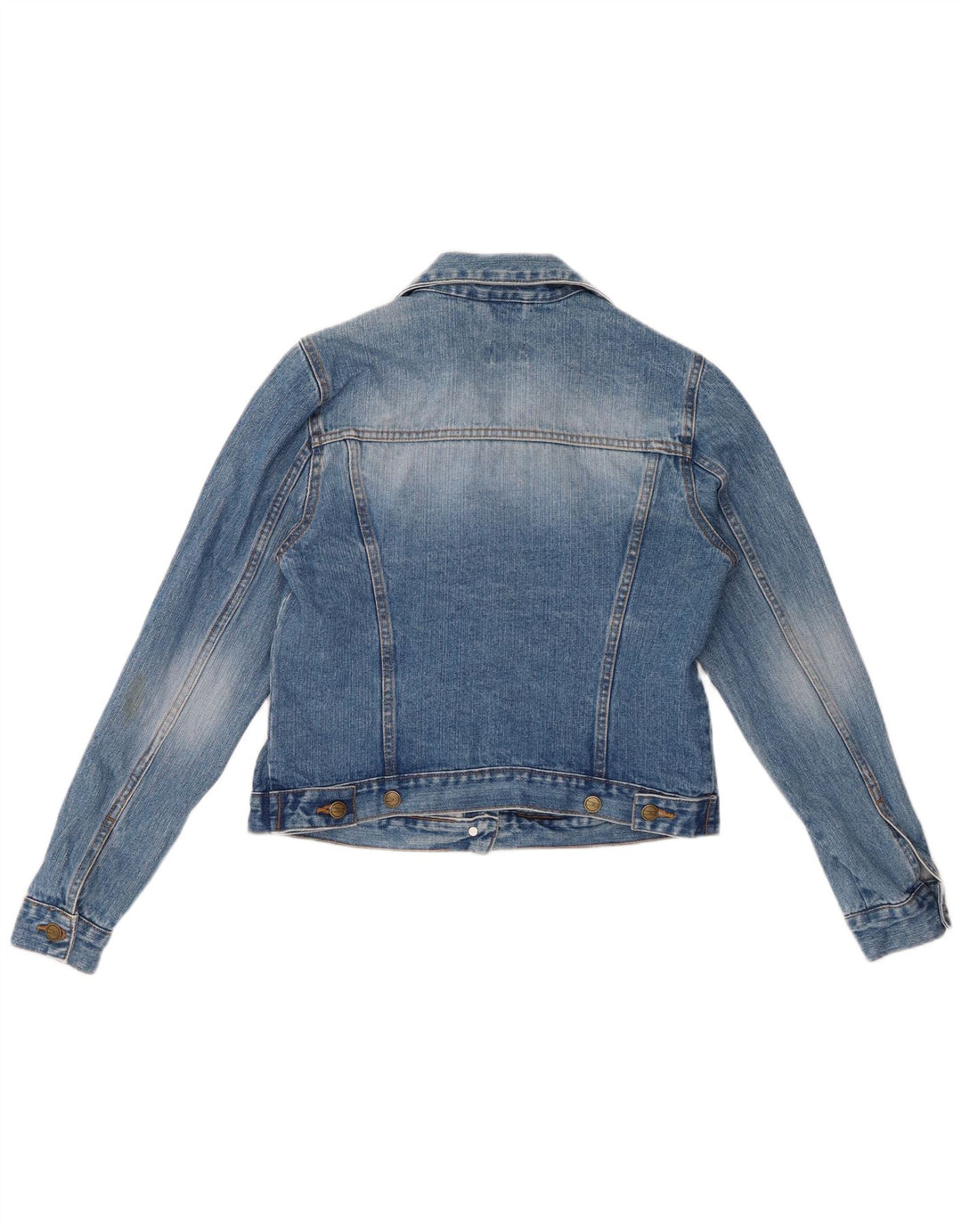 Damska kurtka jeansowa VINTAGE Crop UK 14, duża niebieska bawełna
