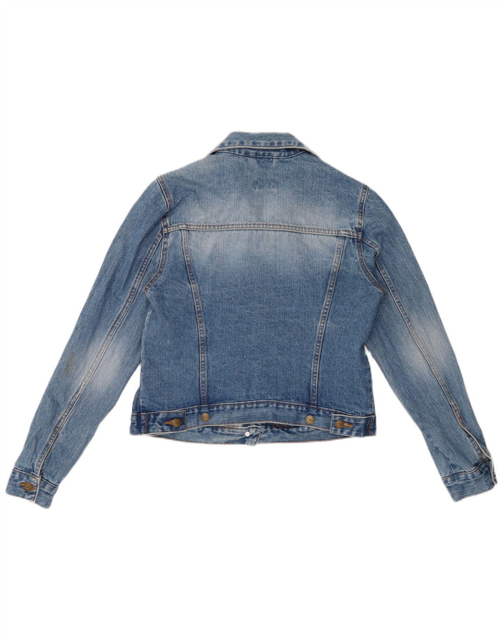 Damska kurtka jeansowa VINTAGE Crop UK 14, duża niebieska bawełna