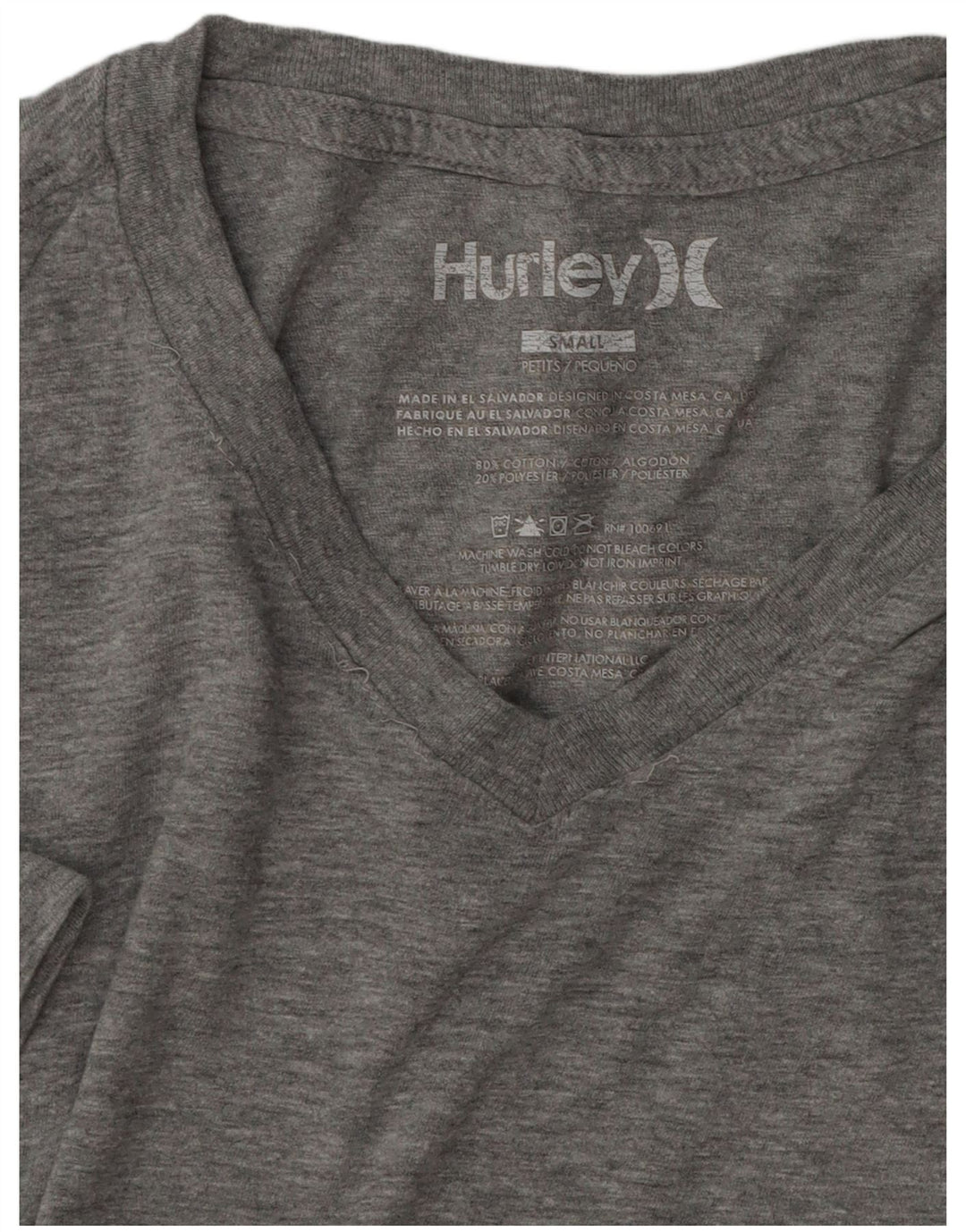 T-shirt męski Hurley, mały, szary, z bawełny w plamki