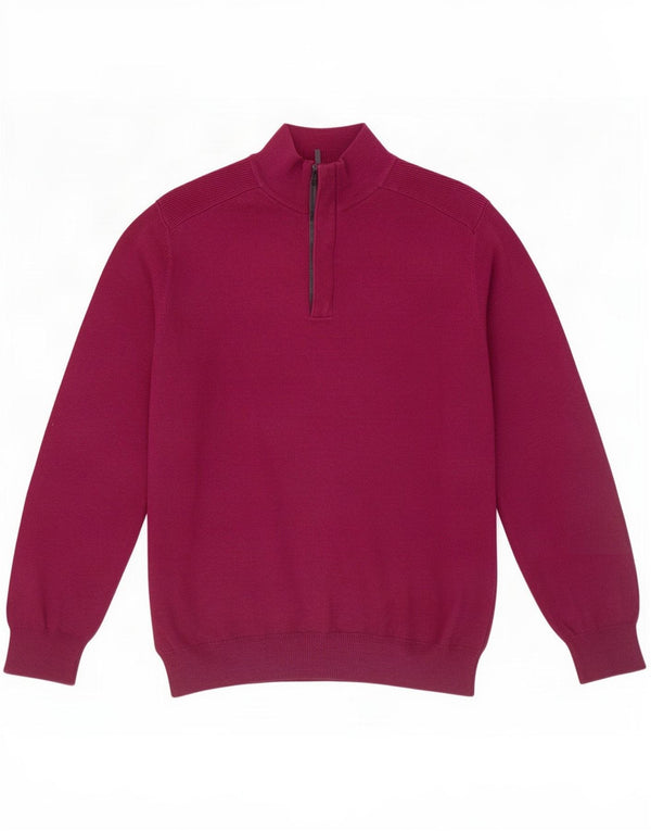Męski sweter zapinany na zamek Massimo Dutti, duży, bordowy, bawełniany