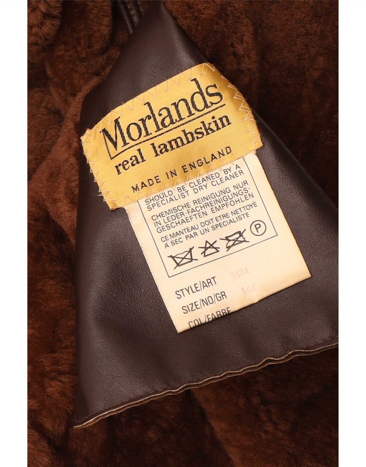 Damski płaszcz oversize Morlands z owczej skóry UK 16, duży, brązowy