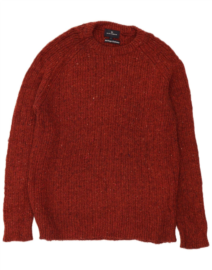 Marks & Spencer Męski sweter z dekoltem w łódkę z autografem, duży, pomarańczowy