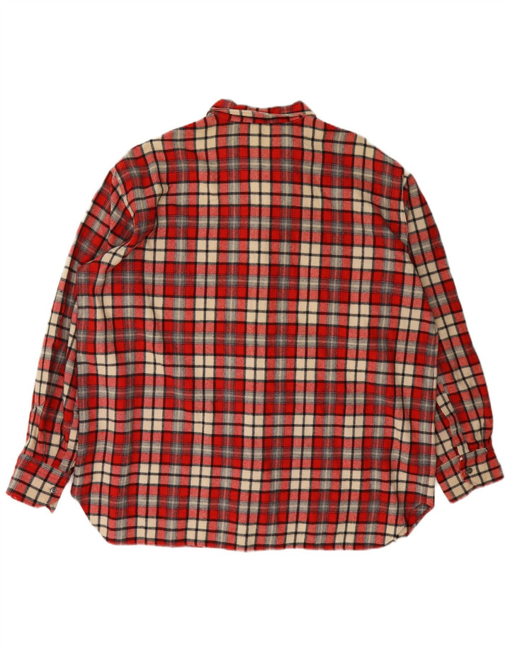 Vintage męska koszula flanelowa XL, wełniana w czerwoną kratę