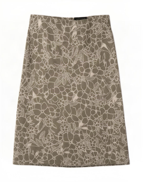 Marks & Spencer Womens Midi Skirt UK 12 Medium W32 Green Floral Viscose