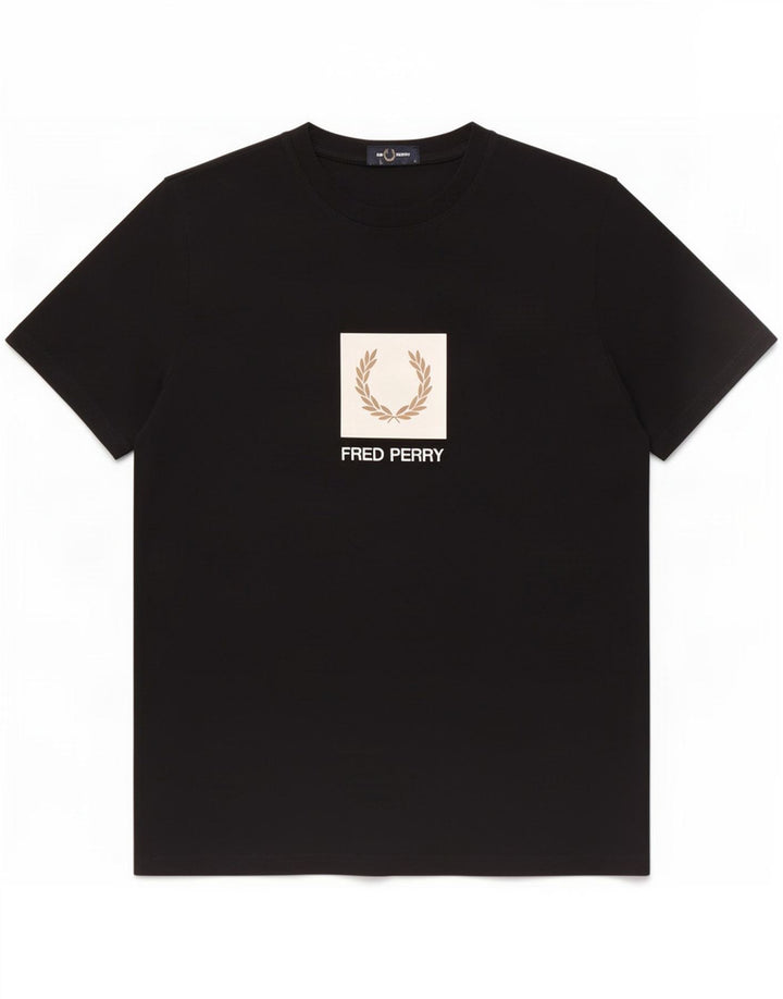 Męska koszulka z grafiką Fred Perry, średnia czarna bawełna