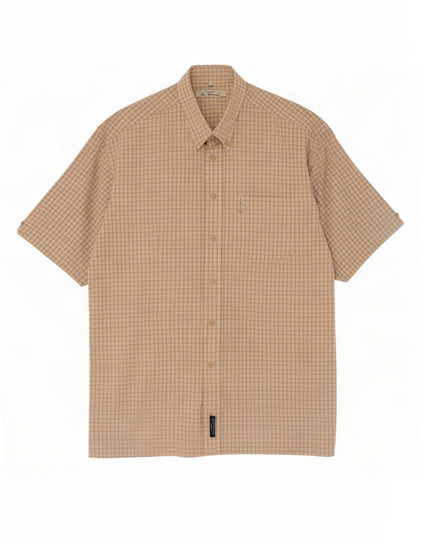 Męska koszula z krótkim rękawem Ben Sherman, średnia beżowa bawełna w kratkę