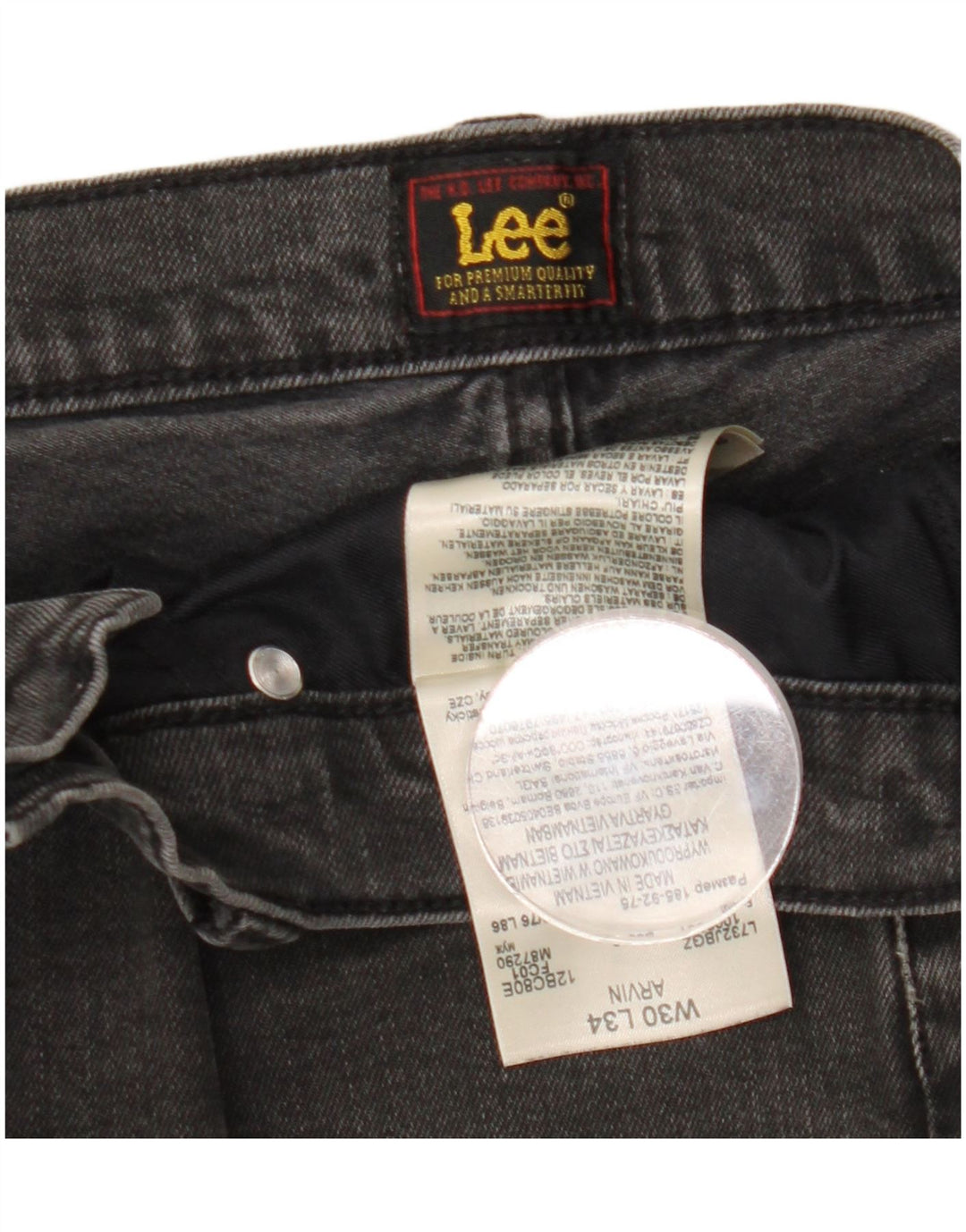 Męskie jeansy Lee Arvin Slim W30 L34, czarne, bawełniane