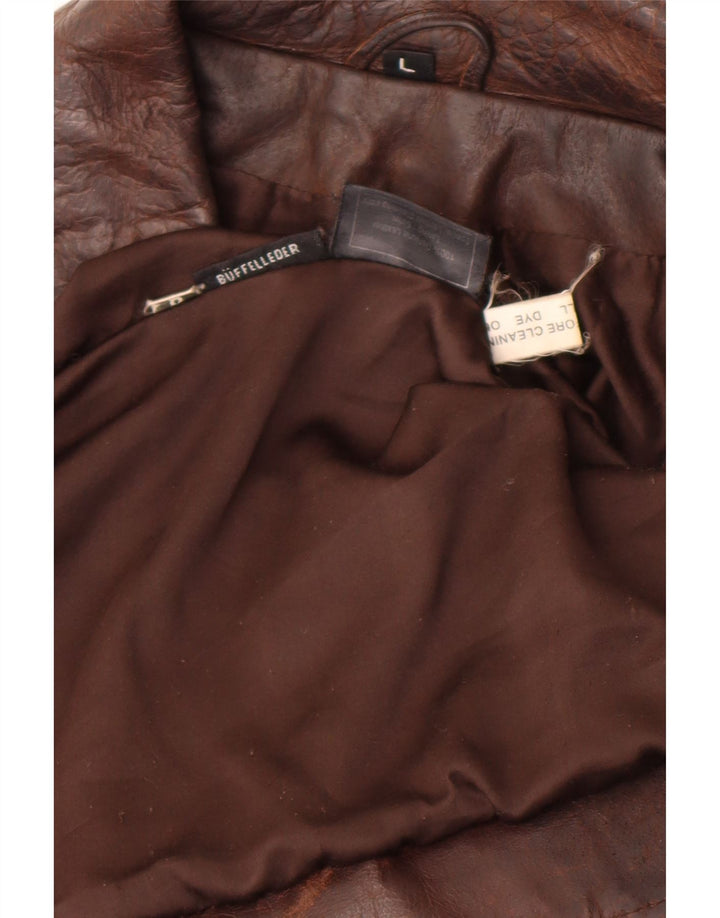 Vintage damska kurtka skórzana UK 14, duża brązowa skóra