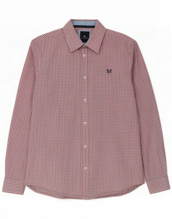 Crew Clothing Męska koszula slim fit, duża, czerwona, bawełniana w kratkę