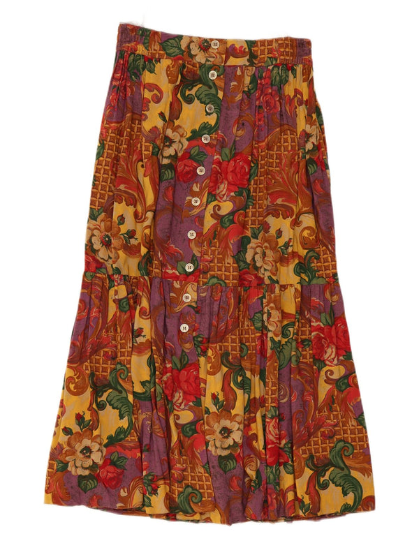 Vintage Womens Pleated Skirt UK 14 Large W30  Multicoloured Floral Viscose