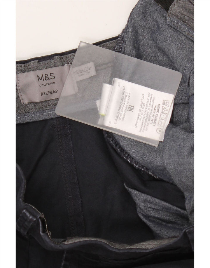 Męskie spodnie Chino Regular Marks & Spencer W40 L31 Granatowa bawełna