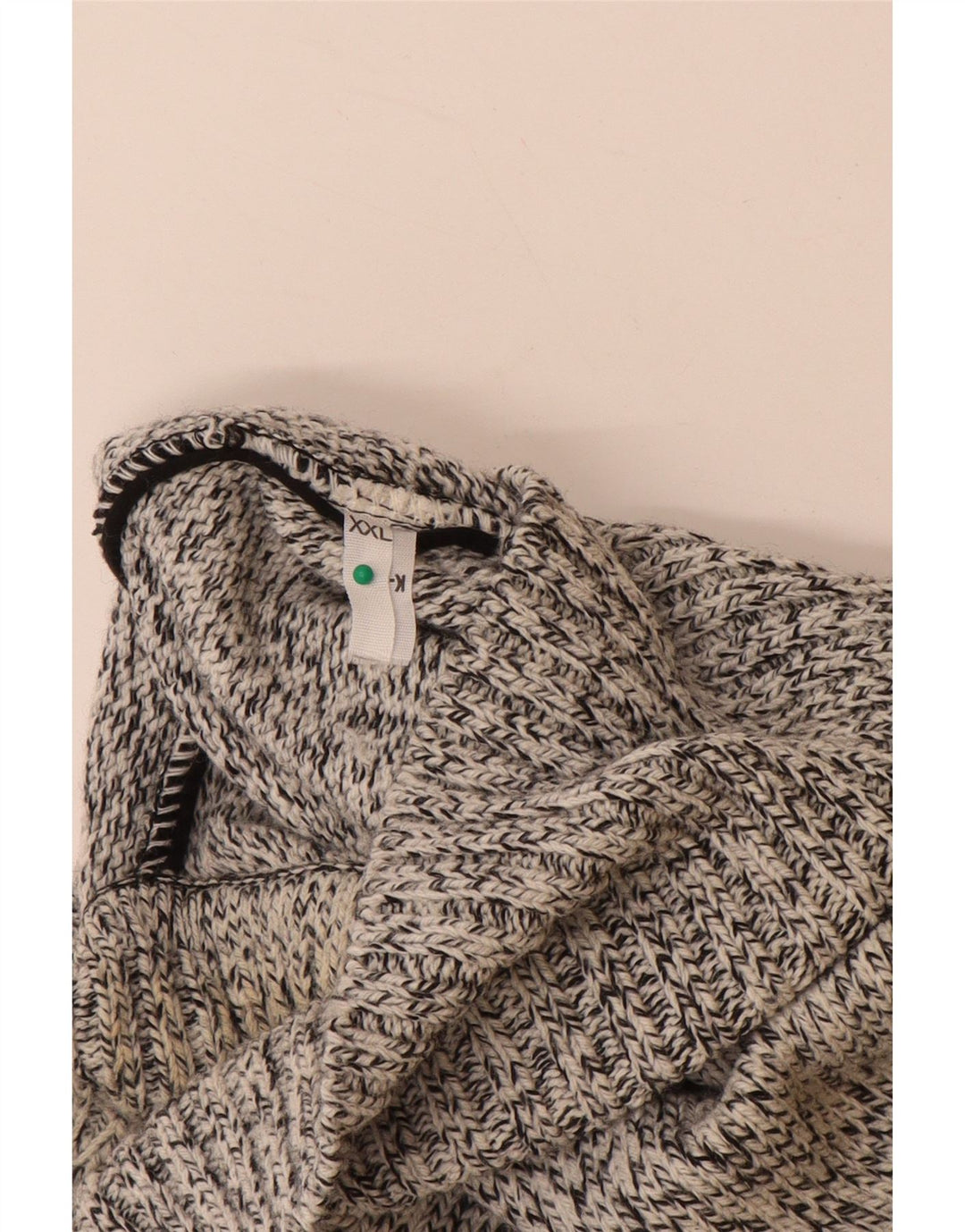 Męski sweter z wywijanym dekoltem VINTAGE 2XL, szary, akryl Fair Isle