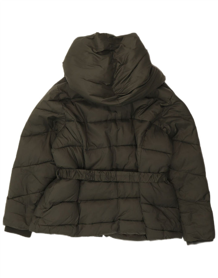 Damska ocieplana kurtka z kapturem MONSOON UK 18 XL, nylon khaki