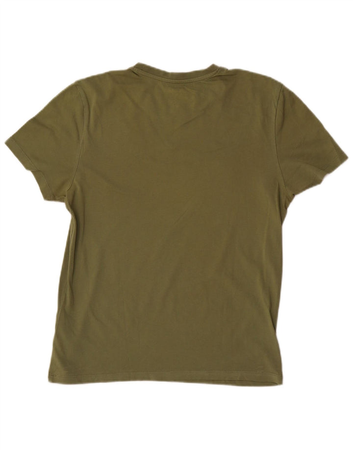 Męski T-shirt z grafiką Blauer, mały, bawełniany khaki