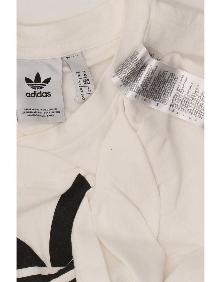 Męska koszulka z grafiką Adidas, średnia, biała bawełna