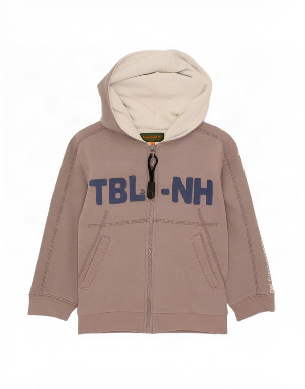 Chłopięcy sweter Timberland z kapturem i zamkiem błyskawicznym, 4-5 lat, brązowa bawełna