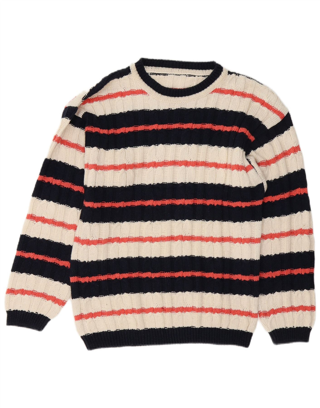 Vintage męski sweter z dekoltem w łódkę, średnie, wielokolorowe paski