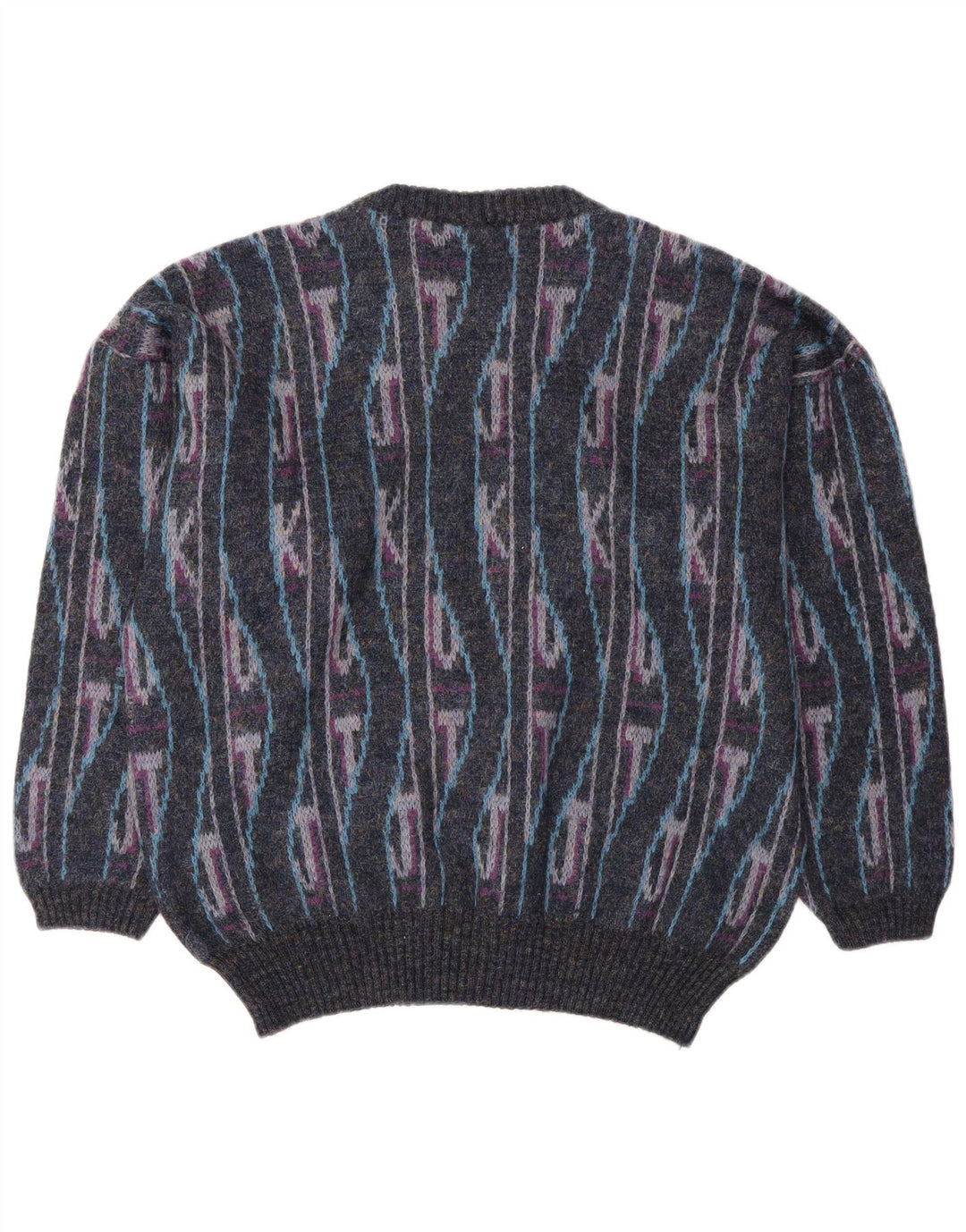 Męski sweter z okrągłym dekoltem w stylu vintage IT 50 Średni wielobarwny geometryczny