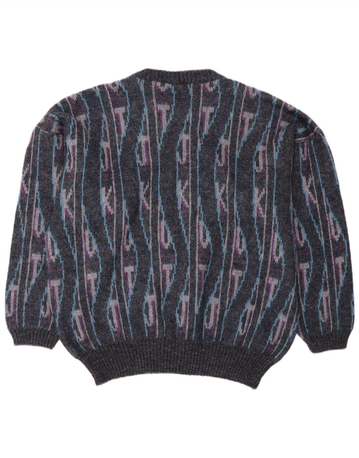 Męski sweter z okrągłym dekoltem w stylu vintage IT 50 Średni wielobarwny geometryczny