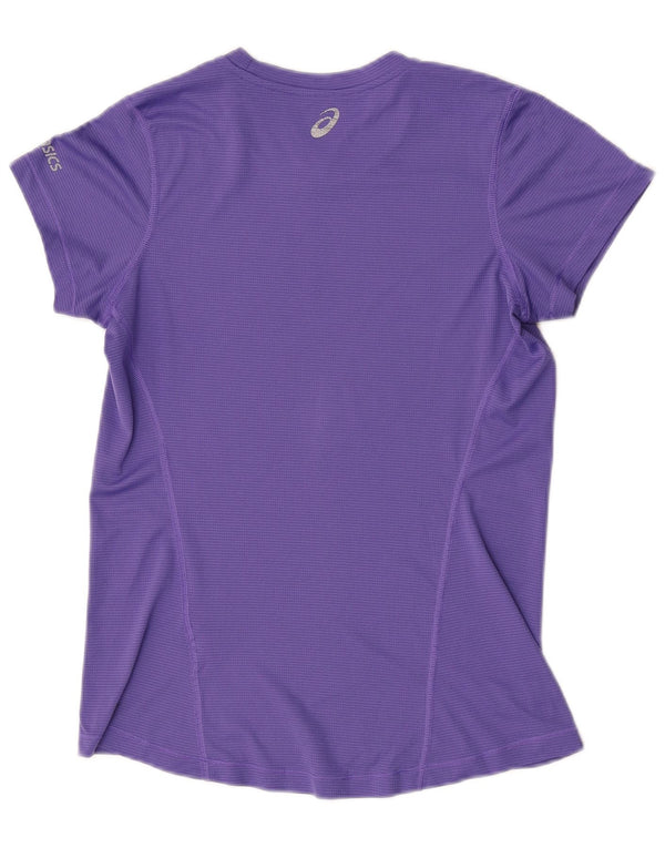 Damska koszulka graficzna Asics Top UK 10 w małe fioletowe prążki