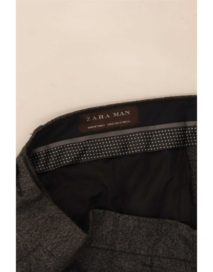 Męskie spodnie garniturowe Zara EU 42 Large W32 L32 Szary poliester