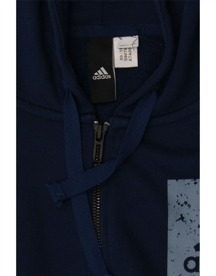 ADIDAS Mens Graphic Zip Hoodie Sweater Large Navy Blue