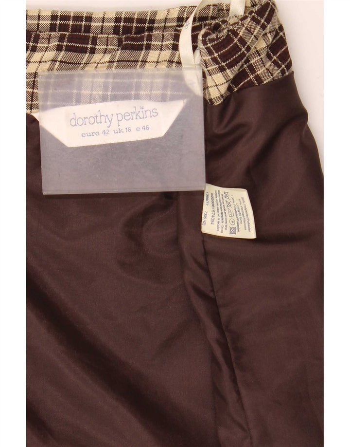 Dorothy Perkins Damska mini spódniczka UK 16 duża W32 brązowa kratka poliester