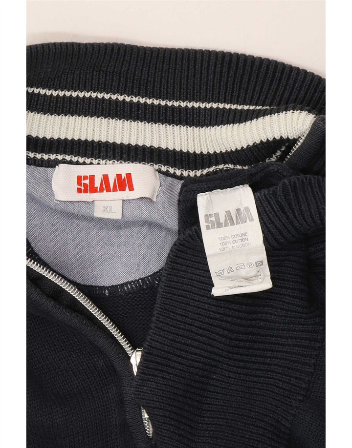 Męski sweter z zamkiem błyskawicznym XL, granatowy, bawełniany
