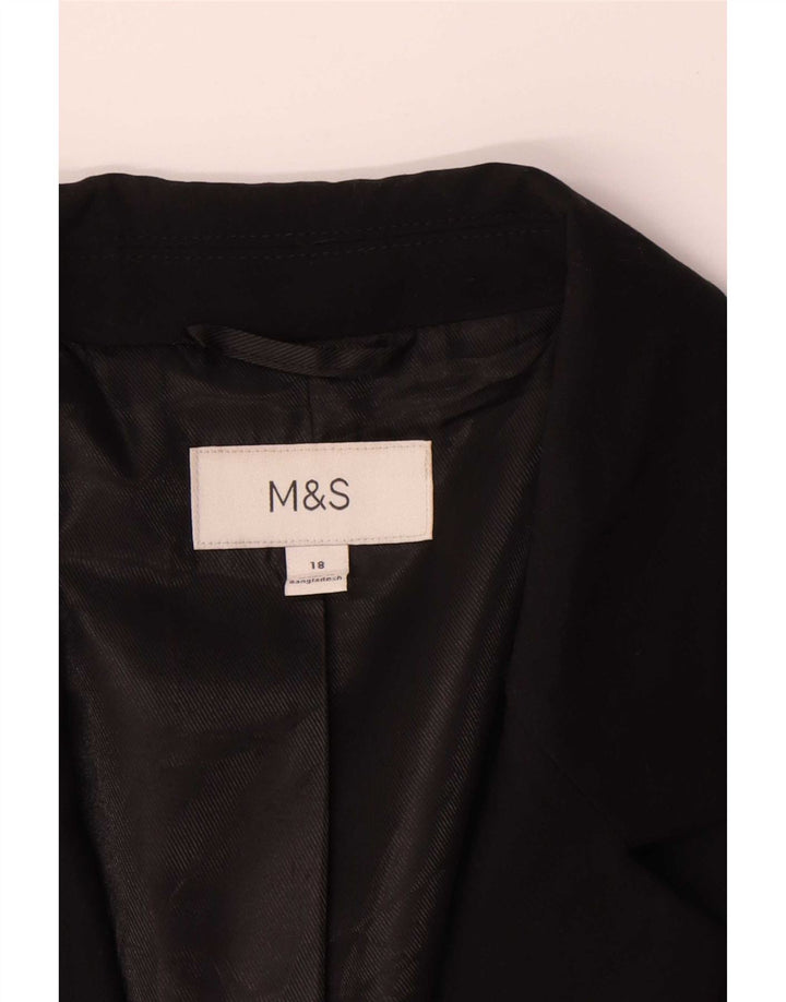 Marks & Spencer Damska marynarka zapinana na 1 guzik, UK 18 XL, czarny poliester