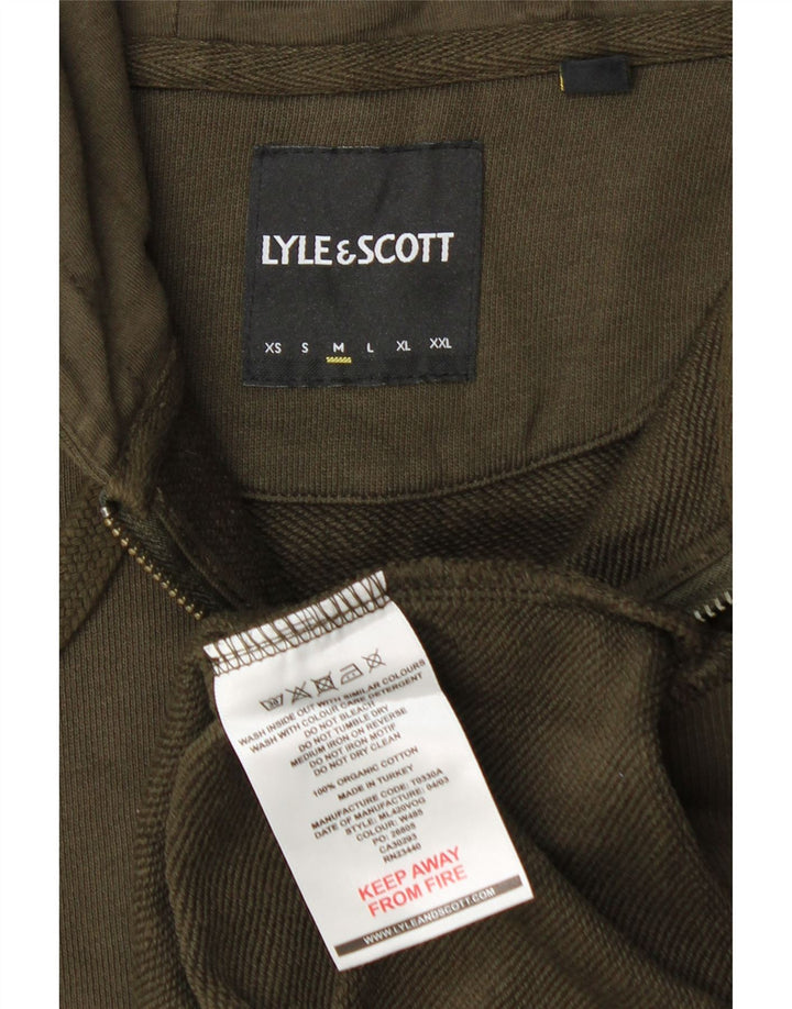 Męski sweter z kapturem i zamkiem błyskawicznym Lyle & Scott, średnia, bawełniana khaki