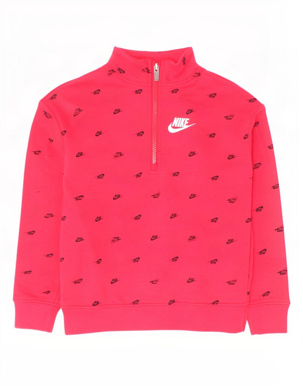 Bluza dziewczęca Nike z graficznym zamkiem 1/4, rozmiar 6-7 lat, czerwona bawełna